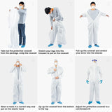 Disposable nonwoven microporous with tapes seams protection suits coveralls combined boot blue taped seamed coveralls