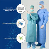 Disposable Isolation Gowns - Blue Level 2 SMS 40gsm Non-Woven Material - PPE Gowns Disposable for Dental, Medical Use, Fluid-Resistant and Latex-Free Gowns, Universal Size No reviews yet