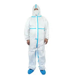 Disposable nonwoven microporous with tapes seams protection suits coveralls combined boot blue taped seamed coveralls