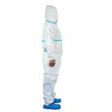 Disposable nonwoven microporous with tapes seams protection suits coveralls combined boot blue taped seamed coveralls