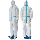 Disposable nonwoven microporous with tapes seams protection suits coveralls combined boot blue taped seamed coveralls